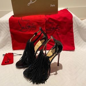 Christian Louboutin Black Fringe Heel